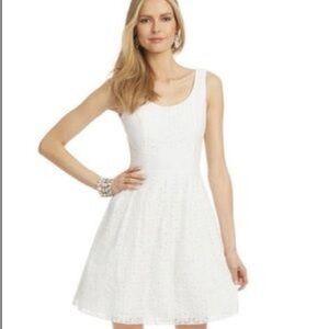 Lilly Pulitzer Posey Daisy Lace Scoop Neck Dress size 10 white cotton lace EC